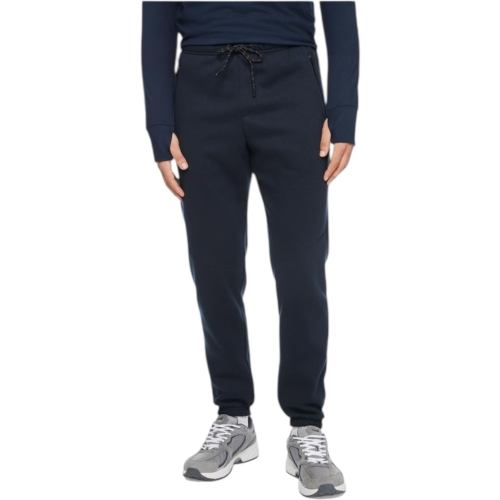 Athletic Works Mens Fleece Jogger Pants‎ Navy Blue Zipper Pockets Drawstring
